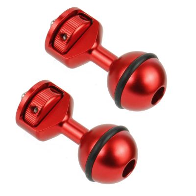 FEICHAO 2PCS CNC 1/4 Ball Head Bracket 1 inch Extended Ball Head Compatible with Hero 13, Osmo Action4 Sports Camera Diving Handheld Accessories (Red)