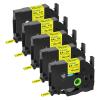 5 Pack Compatible with P-Touch HSe-621 HSe621 HS621 HS-621 Heat Shrink Tube 8.8mm 0.34'' Black on Yellow Label Tape for Ptouch PT-E300 PT-D210 PT-H300 PT-E500 PT-P750WVP D400 D450 P900 Label Maker view 1