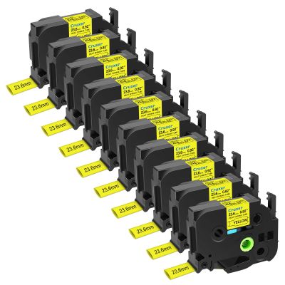 10 Pack Compatible for Ptouch HSE651 HSe-651 HS651 HS-651 23.6mm 0.92" Heat Shrink Tube Tape Black on Yellow for PT-D600 D600VP PT-P700 P750W P900W P950NW PT-P710BT PT-9600 PT-H500LI Label Maker
