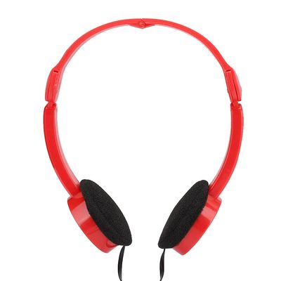 Demeras Foldable Wired Headset Children Headphone with Microphone Boys Girls On Ear Headset for Online Learning (red)