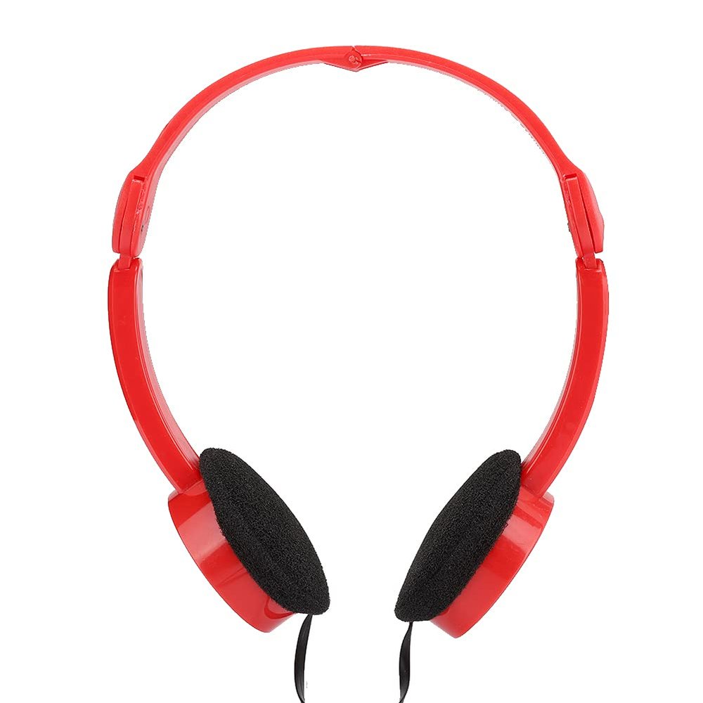 Demeras Foldable Wired Headset Children Headphone with Microphone Boys Girls On Ear Headset for Online Learning (red)