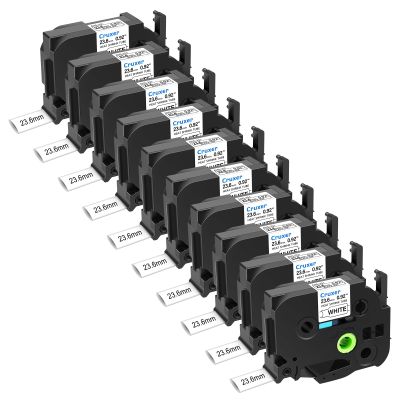 10 Pack Compatible for Ptouch HSE251 HSe-251 HS251 HS-251 23.6mm 0.92" Heat Shrink Tube Tape Black on White for PT-D600 D600VP PT-P700 P750W P900W P950NW PT-P710BT PT-9600 PT-H500LI Label Maker