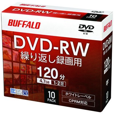 Buffalo DVD-RW 4.7GB 10 Sheets Case Single Sided 1-2X White Label RO-DW47V-010CW/N