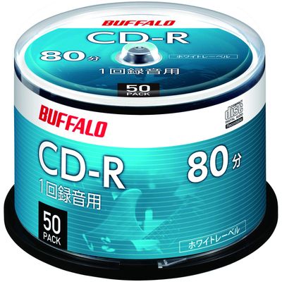 Buffalo RO-CR07M-050PW/N Music CD-R 1 Record 700MB 50 Count Spindle White Label