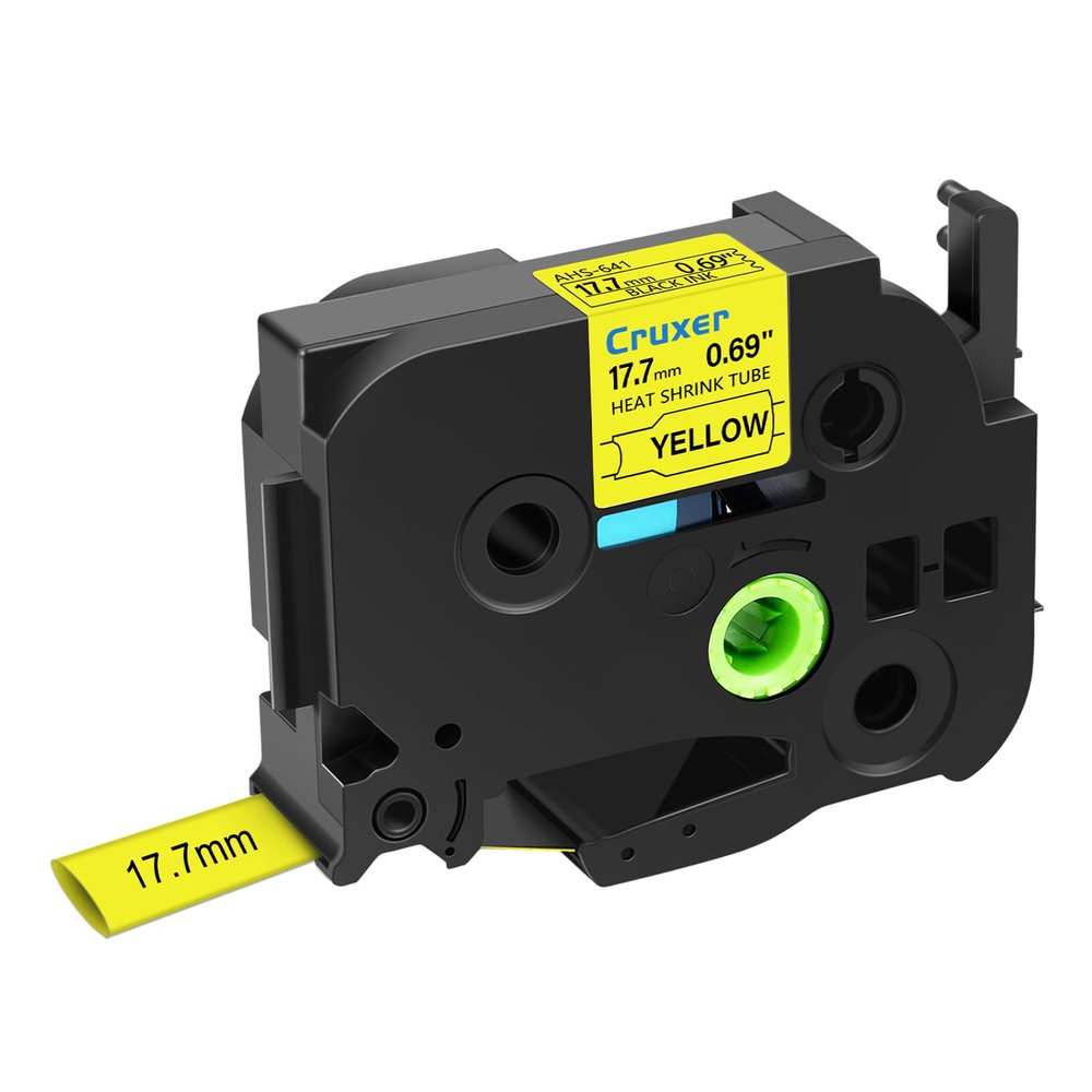20 Pack Compatible for P-Touch HSE641 HSe-641 HS641 HS-641 17.7mm 3/4" Heat Shrink Tube Label Tape Black on Yellow for Ptouch PT-D400AD D450 D600 PTP700 P750W H500LI 1810 1880C 2730 2030 Makers