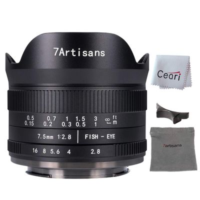 7artisans 7.5mm F2.8 II Fisheye Lens APS-C 190 Ultra Wide Angle Manual Fixed Lens, Compatible with Olympus and Panasonic M4/3 Micro 4/3 Mount Cameras Black