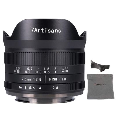 7artisans 7.5mm F2.8 II Fisheye Lens APS-C 190 Ultra Wide Angle Manual Fixed Lens, Compatible with Sony E-Mount A7, A7II, A7R, A7RII, A6500, A6300, A6000, A5000 Camera