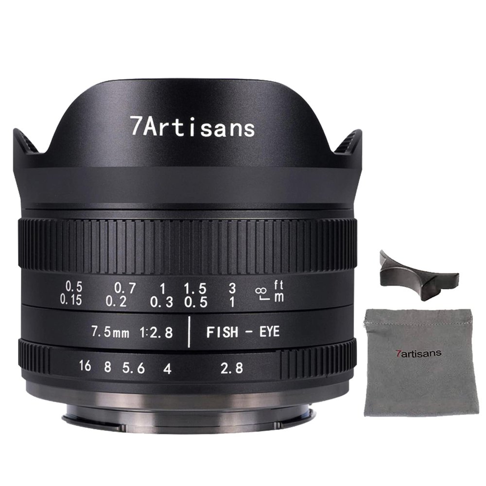 7artisans 7.5mm F2.8 II Fisheye Lens APS-C 190 Ultra Wide Angle Manual Fixed Lens, Compatible with Sony E-Mount A7, A7II, A7R, A7RII, A6500, A6300, A6000, A5000 Camera