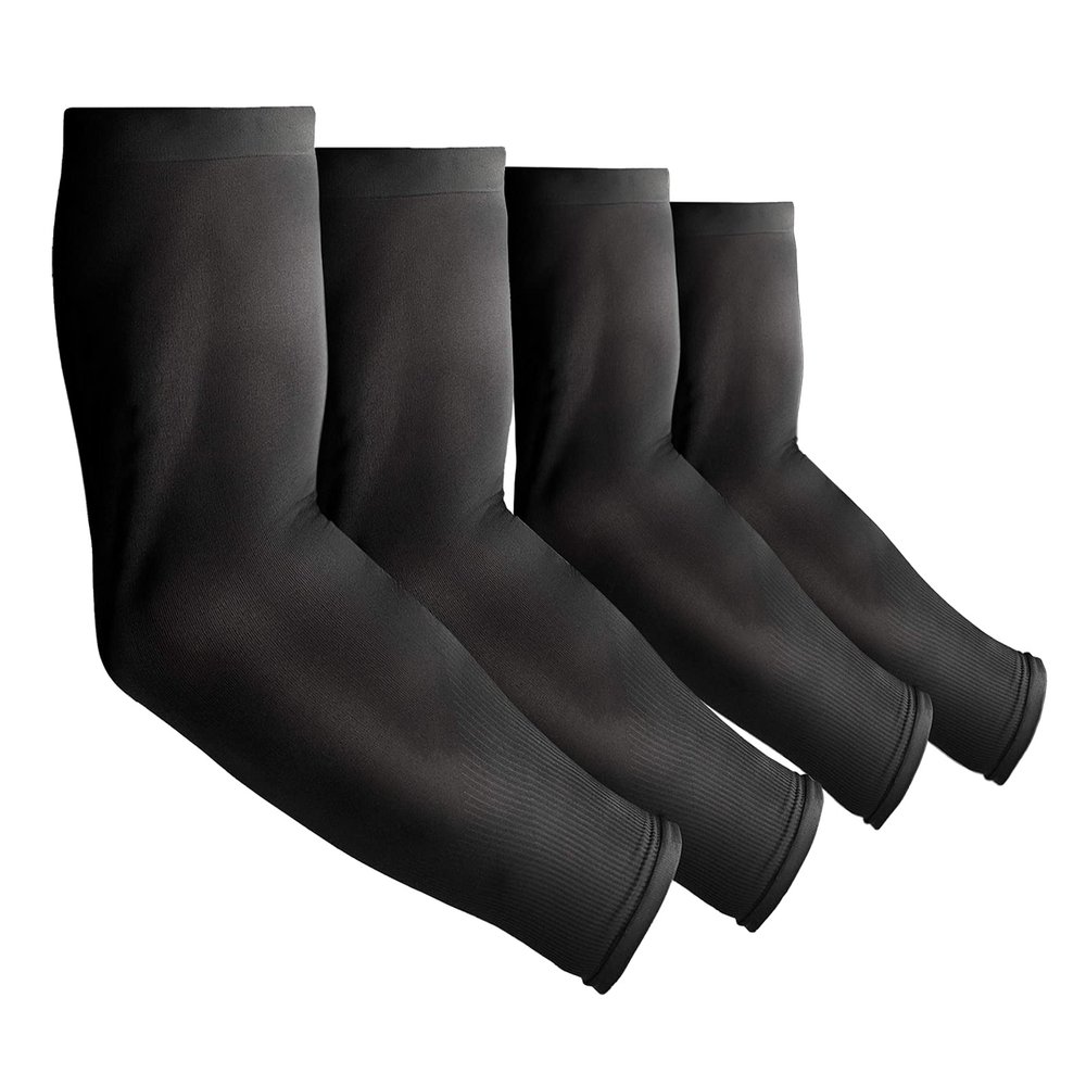 4 Pair UV Protection Arm Sleeves for Men & Women,Tattoo Cover Sleeve,Cooling Compression Sun Sleeves for Cycling Running Outdoor Sports(black)