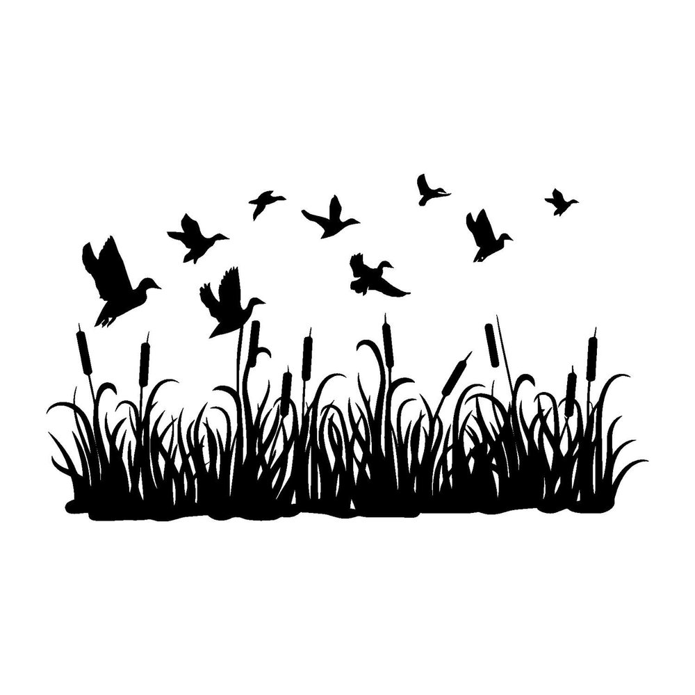 WallDecals4You Fishing Hunting Style Sticker-Hunting Ducks Flying Meadow Grass-Wall Decal Sticker-Nature-Man Cave Club Room Wall Decor Decals-Removable-BxSxK00-41-22-42x70 in