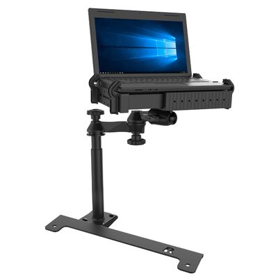 RAM Mounts No-Drill Laptop Mount for 2019-2026 Chevy Silverado, Suburban and Tahoe & GMC Sierra and Yukon, Seat Bolt Vehicle Mount with Dual Swing Arm and Tough-Tray for 10"-16" Laptops RAM-VB-203-SW1
