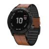 Abanen Genuine Leather Watch Band, QuickFit 22mm, Soft Sweatproof Silicone for Garmin Fenix 6/5/7, Instinct, EPIX 2, Approach S62/S60, Brown view 3