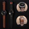 Abanen Genuine Leather Watch Band, QuickFit 22mm, Soft Sweatproof Silicone for Garmin Fenix 6/5/7, Instinct, EPIX 2, Approach S62/S60, Brown view 4