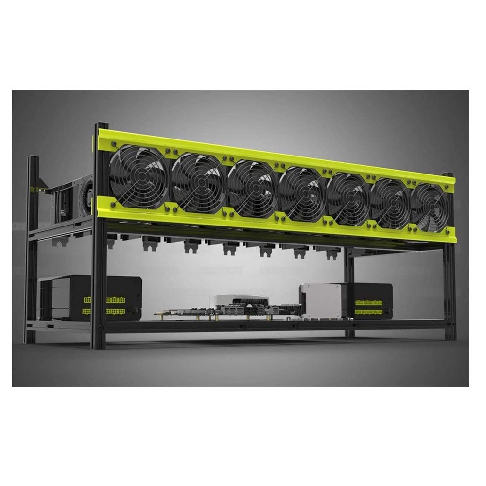 6/8 GPU Aluminum Stackable Open Air Mining Computer Frame Rig Ethereum Veddha (V3D-8GPU+7FANS)