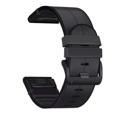 Abanen Genuine Leather Hybrid Silicone Watch Band for Garmin Fenix 7X / 6X / 5X Plus, Tactix Delta, Fenix 3, Enduro - Black