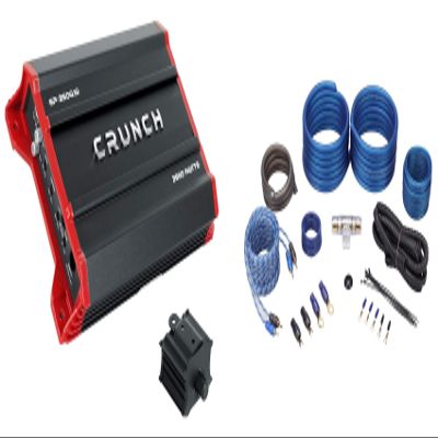 Crunch GP-3500.1D 3500 Watt @ 1 Ohm Mono Car Amplifier Audio Amp Class D Bundle with Rockville RWK41 4 Gauge Complete Car Amp Wiring Installation Wire Kit with RCA's