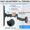 MOUNTUP Height Adjustable TV Wall Mount for 26-55 Inch TVs, Gas Spring Full Motion Articulating TV Bracket with Smooth Swivel Tilt & Safe Corner Installation, 400x400mm VESA, 11-66 lbs, Textured Black view 2