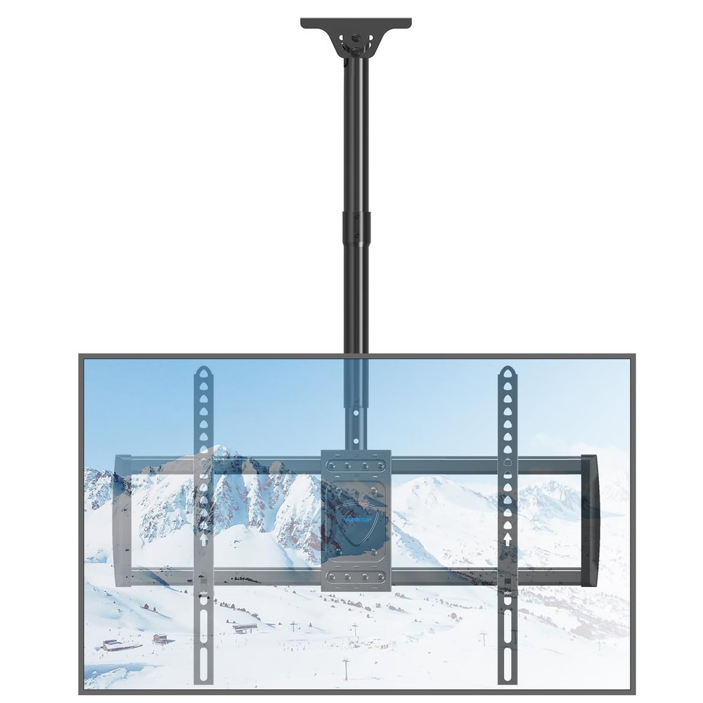 MOUNTUP Ceiling TV Mount for 40-75 Inch Flat Curved TVs, 360 Rotation Heavy Duty Articulating Pole with 110lbs Capacity, Max VESA 600x400mm, Adjustable Height Bracket for Restaurant/Office, MU0040