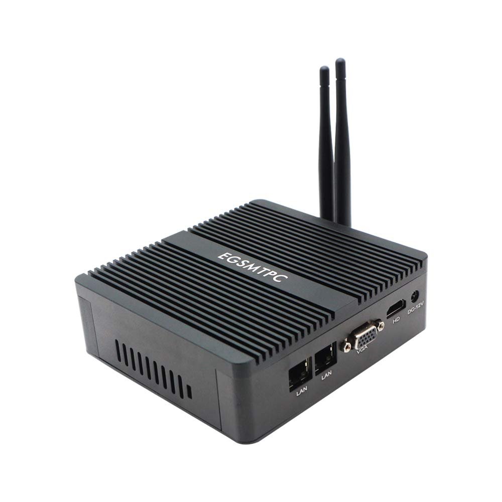 EGSMTPC M9 12V Mini Computer, Intel Celeron J1900 Slim PC, 8GB RAM 128GB SSD AC WiFi BT, Fanless Mini Client PC, 2 Giga Network, VGA, HDMI, 4 USB, Preinstalled WIN10 Pro