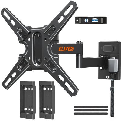 ELIVED Lockable RV TV Mount for Most 13-43 Inch TVs, RV TV Wall Mount Swivel and Tilt for Camper Trailer Motorhome, Detachable tv Bracket with Double Wall Plates, Max VESA 200x200mm, up to 22 LBS