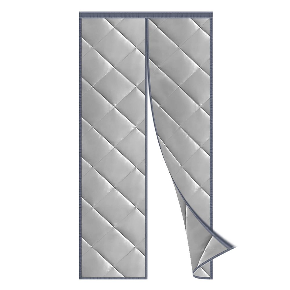 TYCIA Insulated Magnetic Screen Door 51x83Inch, Winter Stop Draft Cotton Magnetic Screen Door Full Size Customizable, for Air Conditioner Heater Room/Kitchen. - Gray A