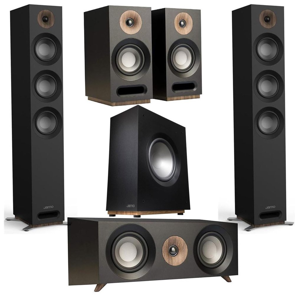 Jamo 5.1 Home Theater Pack with 2X S 809 Floorstanding Speaker, 810 SUB 10" Subwoofer, 83 CEN Center Channel and 803 Bookshelf, Black