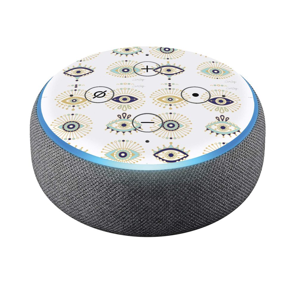 Head Case Designs Officially Licensed Cat Coquillette Blue Gold Art Mix Vinyl Sticker Skin Decal Cover Compatible with Amazon Echo Dot (3rd Gen) - Skin only Echo Dot (3rd Gen) is NOT Included