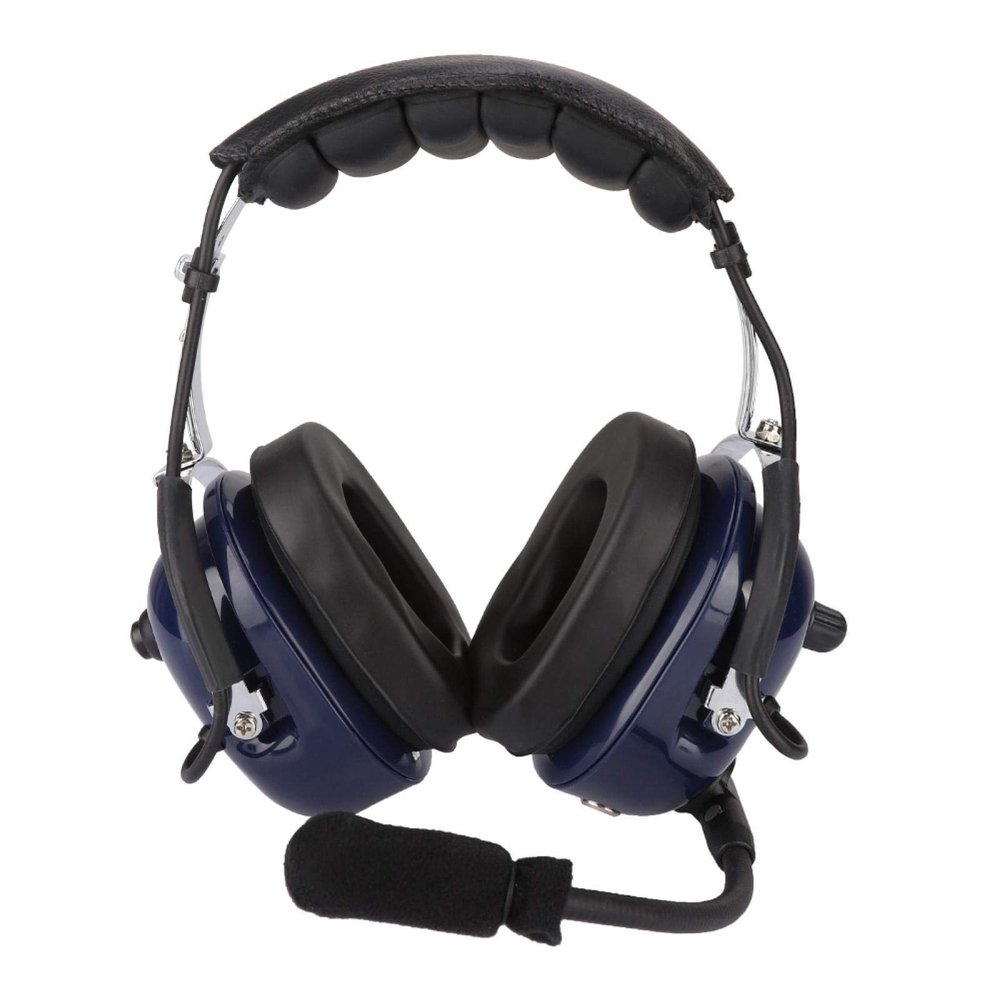 Universal Aviation Headset, Dual Plug 3.5mm Noise Reduction Adjustable Stainless Steel Headband Headphone, for Aviation, Black