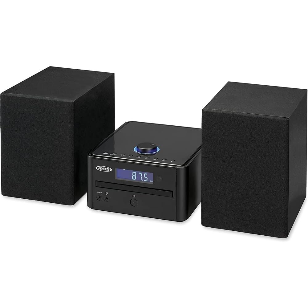 JENSEN JBS-210 JBS-210 3-Piece Stereo 4-Watt-RMS CD Music System with Bluetooth, Digital AM/FM Receiver, 2 Speakers, and Remote