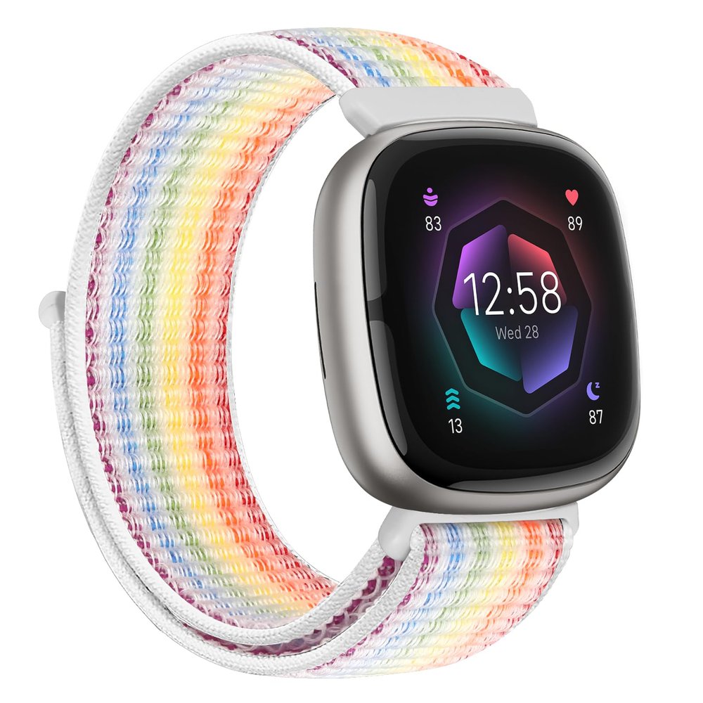 AVOD Nylon Bands Compatible with Fitbit Versa 4/Sense 2/Versa 3/Fitbit Sense, Soft Breathable Sport Adjustable Replacement Strap Women Man Wristband Accessories