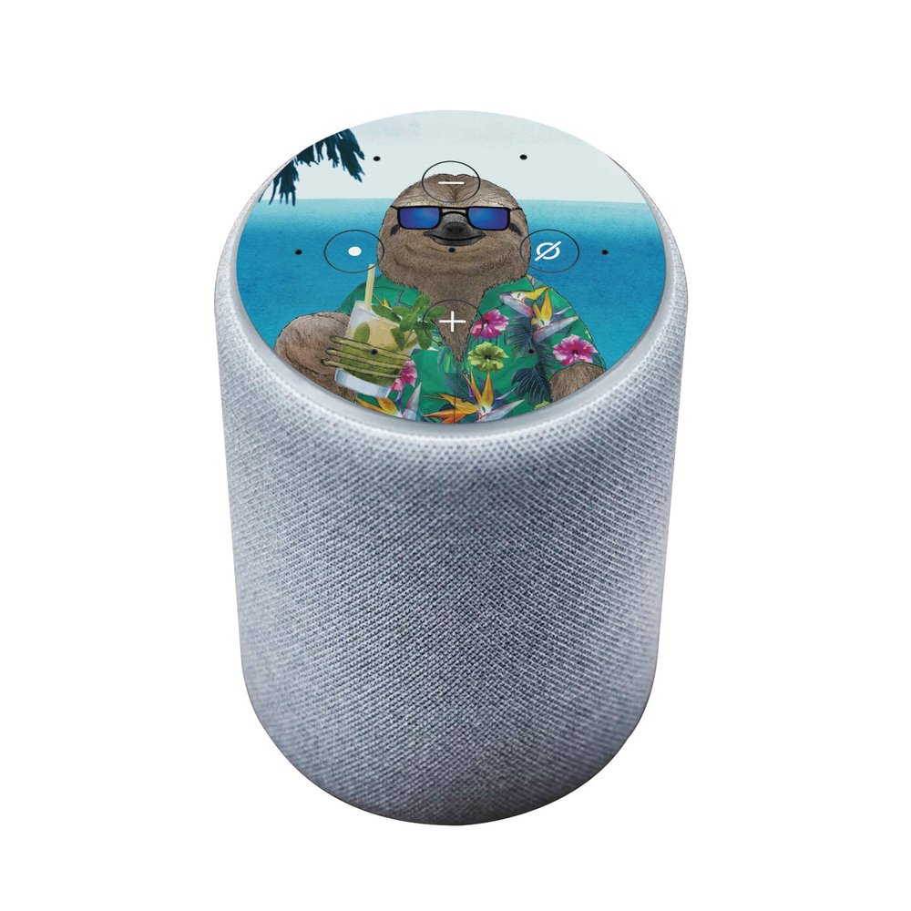 Head Case Designs Officially Licensed Barruf Sloth in Summer Art Mix Vinyl Sticker Skin Decal Cover Compatible with Amazon Echo Plus (2nd Gen) - Skin only Echo Plus (2nd Gen) is NOT Included