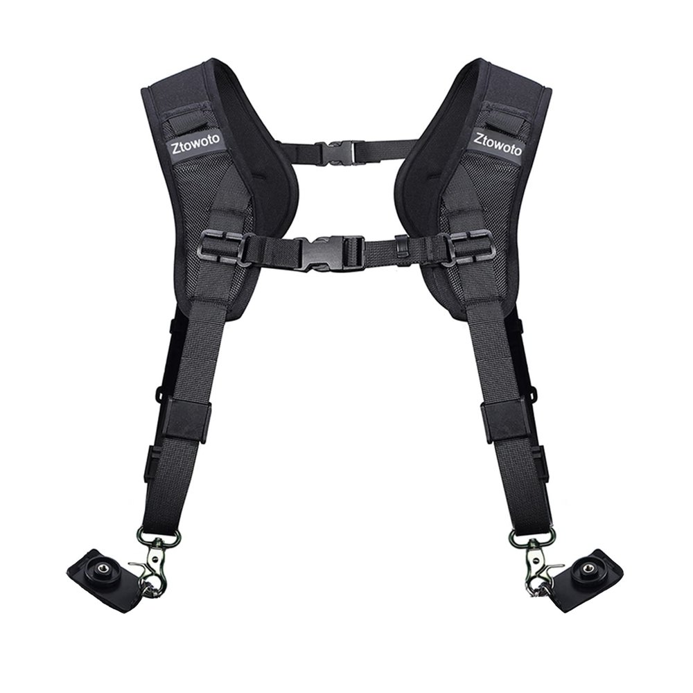 Ztowoto Double Shoulder Camera Strap Harness Quick Release Adjustable Dual Camera Tether Strap DSLR SLR Camera (ztowoto)