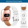 2 Pack BOTNUW Leather Bands Compatible with Fitbit Versa 2 Bands,Versa Bands,Versa Lite Wristbands Fitness Smart Watch, Soft Replacement Leather Strap Bands for Women Men (black&white) view 3