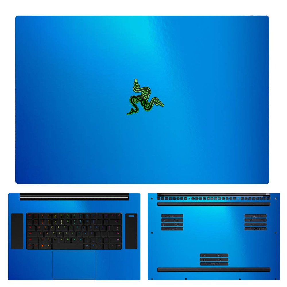 SopiGuard Sticker Skin for 2021 2020 2019 Razer Blade Pro 17 Edge-to-Edge Vinyl Decal Wrap Include Top, Trackpad, Palm Rest, and Bottom Panels (3M Gloss Blue)
