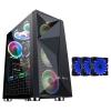 ZXFF ATX Case Mid-Tower Gaming Case, Equipped with A Blu-ray Fan, with 1 Tempered Glass Window, I/O Panel USB3.0/USB2.0/Audio Port, Support 120/240 Water Cooling (Size : 3fan) view 1