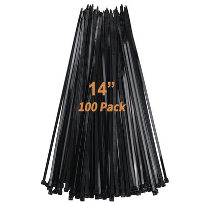 14 Inch Cable Zip Ties 100 Pcs Black, Nylon Wire Ties with 50 LB Strength by Dekun (14 Inch, Black, 100 Pack)