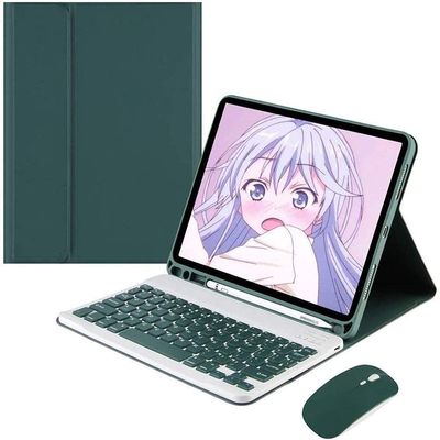 AnMengXinLing Keyboard Case for iPad Air 13 Inch (M3 2025/M2 2024)/Pro 12.9 6th/5th/4th Generation with Mouse Pencil Holder, Magnetically Detachable Keyboard Mouse, Teal