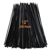 12 Inch Zip Ties 200 PCS, 12" UV Resistant Black Nylon Plastic Wire Ties with 50 LB Tension Strength by Dekun (Black, 200 Pack) view 1