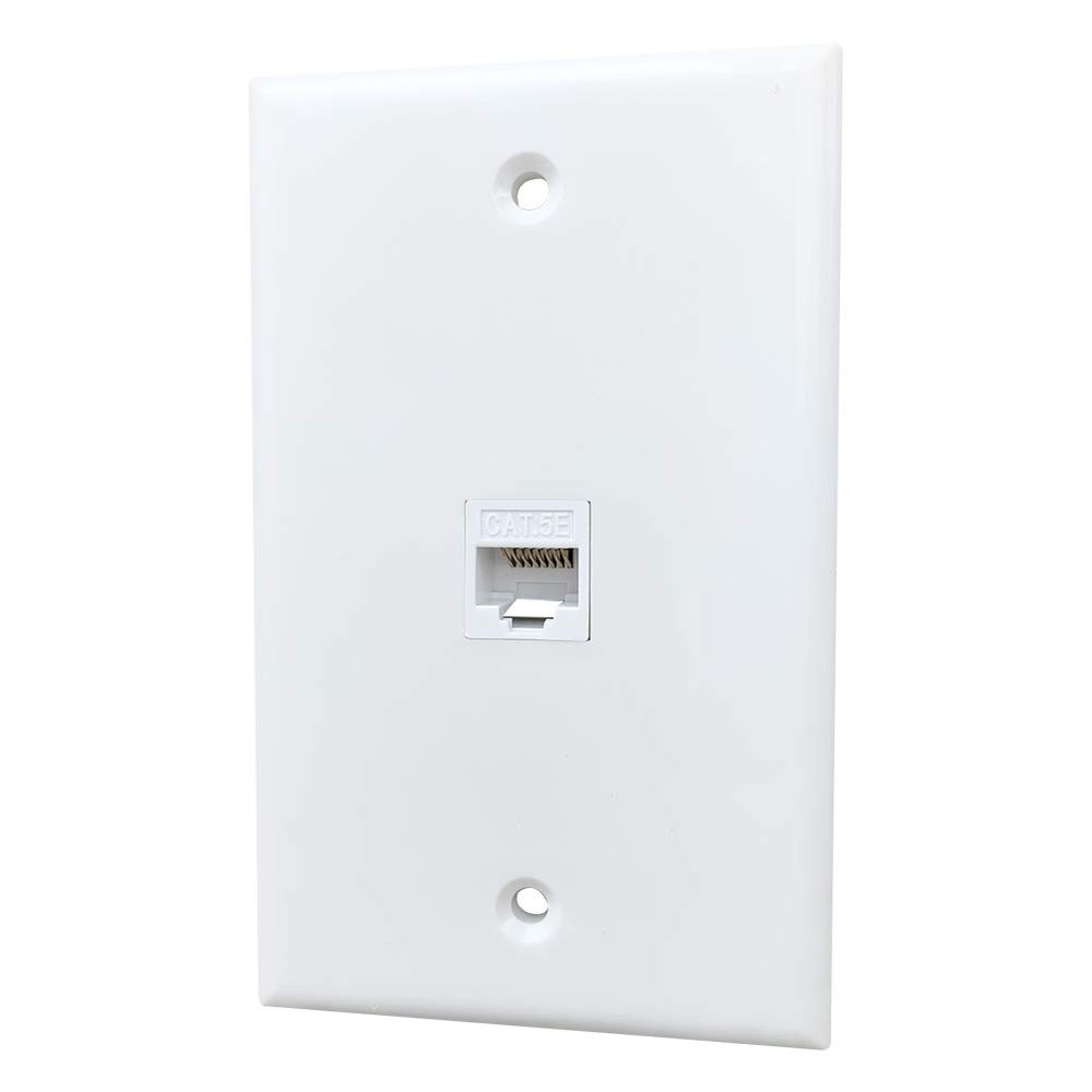 BOPLAT 1 Port Cat5e Ethernet Wall Plate - Single Gang Cat 5 Keystone Jack Female to Female Cover Plate Compatible with CAT7, CAT6, CAT5 Cable in White
