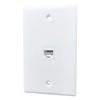 BOPLAT 1 Port Cat5e Ethernet Wall Plate - Single Gang Cat 5 Keystone Jack Female to Female Cover Plate Compatible with CAT7, CAT6, CAT5 Cable in White view 1
