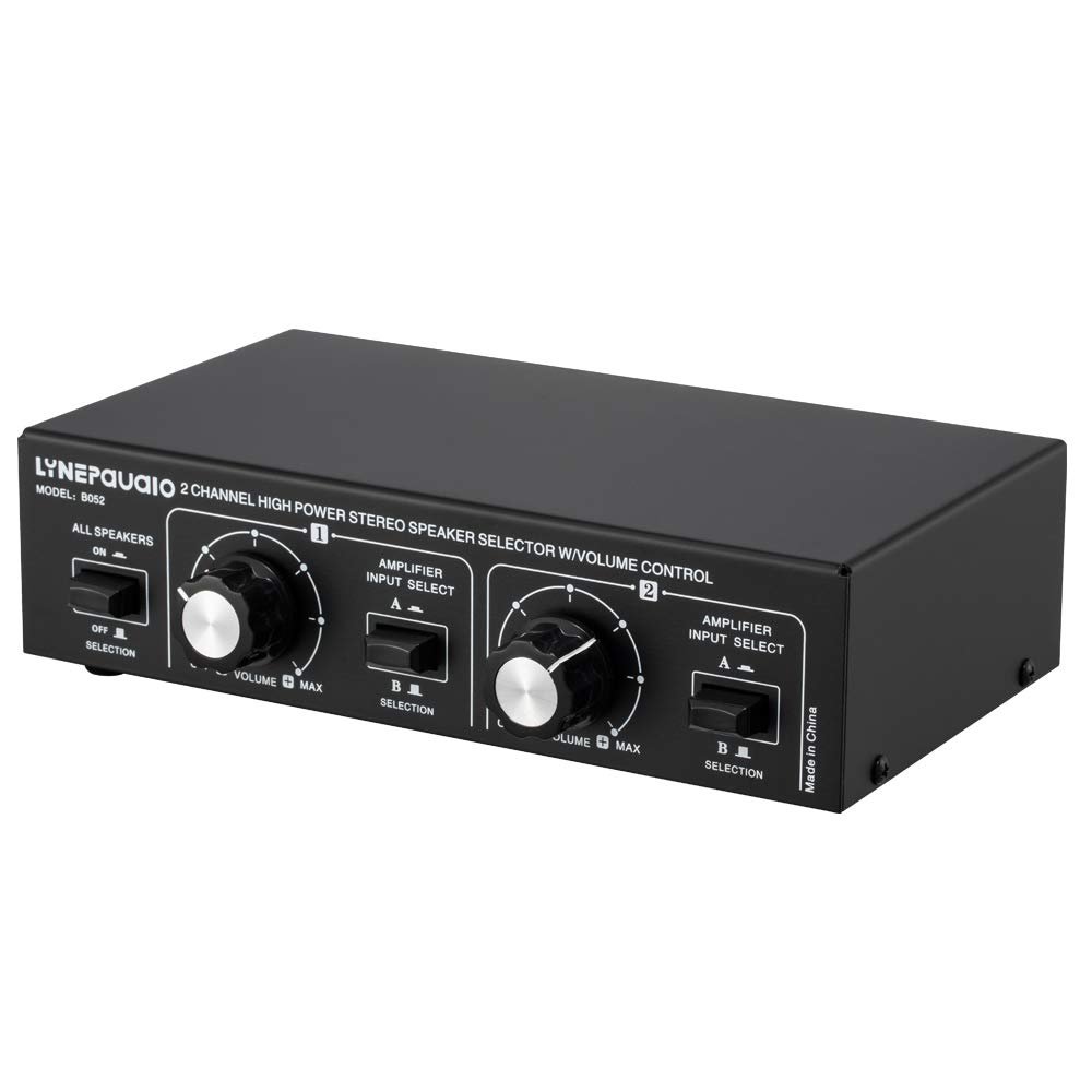 SynoRiver 2 Input 2 Output Power Amplifier and Speaker Selection Switcher Output with Volume Adjustment 2 Power Amplifiers Audio Switcher Switch Distribution Comparator Each Channel Supports 200W
