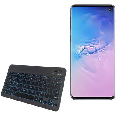 BoxWave Keyboard Compatible with Samsung Galaxy S10 - SlimKeys Bluetooth Keyboard - with Backlight, Portable Slim LED 7 Colors - Jet Black
