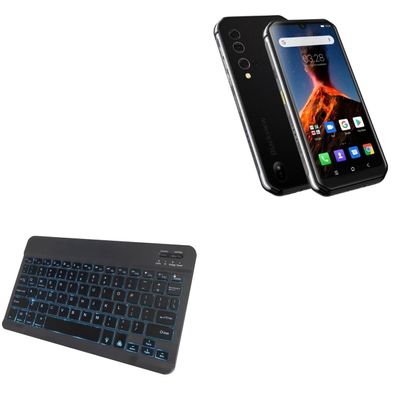 BoxWave Keyboard Compatible with Blackview BV9900 Pro - SlimKeys Bluetooth Keyboard - with Backlight, Portable Slim LED 7 Colors - Jet Black