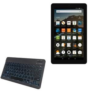 BoxWave Keyboard Compatible with Amazon Fire 7 (7th Gen 2017) - SlimKeys Bluetooth Keyboard - with Backlight, Portable Slim LED 7 Colors - Jet Black