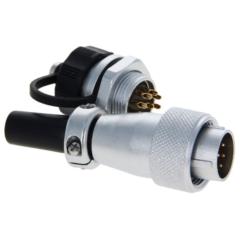 Heyiarbeit Aviation Connector 9P 5A WS16-9 Waterproof Male Wire Panel Power Chassis Metal Fittings Connector Aviation Silver Black