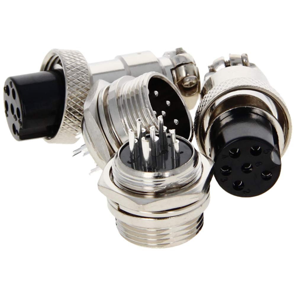 Heyiarbeit 2pcs Aviation Connector 6P 4A GX16-6 Waterproof Male Female Wire Panel Power Chassis Metal Fittings Connector Aviation Silver Black