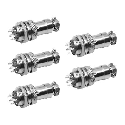 Heyiarbeit Aviation Connector 8P 4A 125V Male Female Wire Panel Power Chassis Waterproof Metal Fittings Connector Aviation GX16-8 for Electronic Connector Silver Black Tone 5Pcs