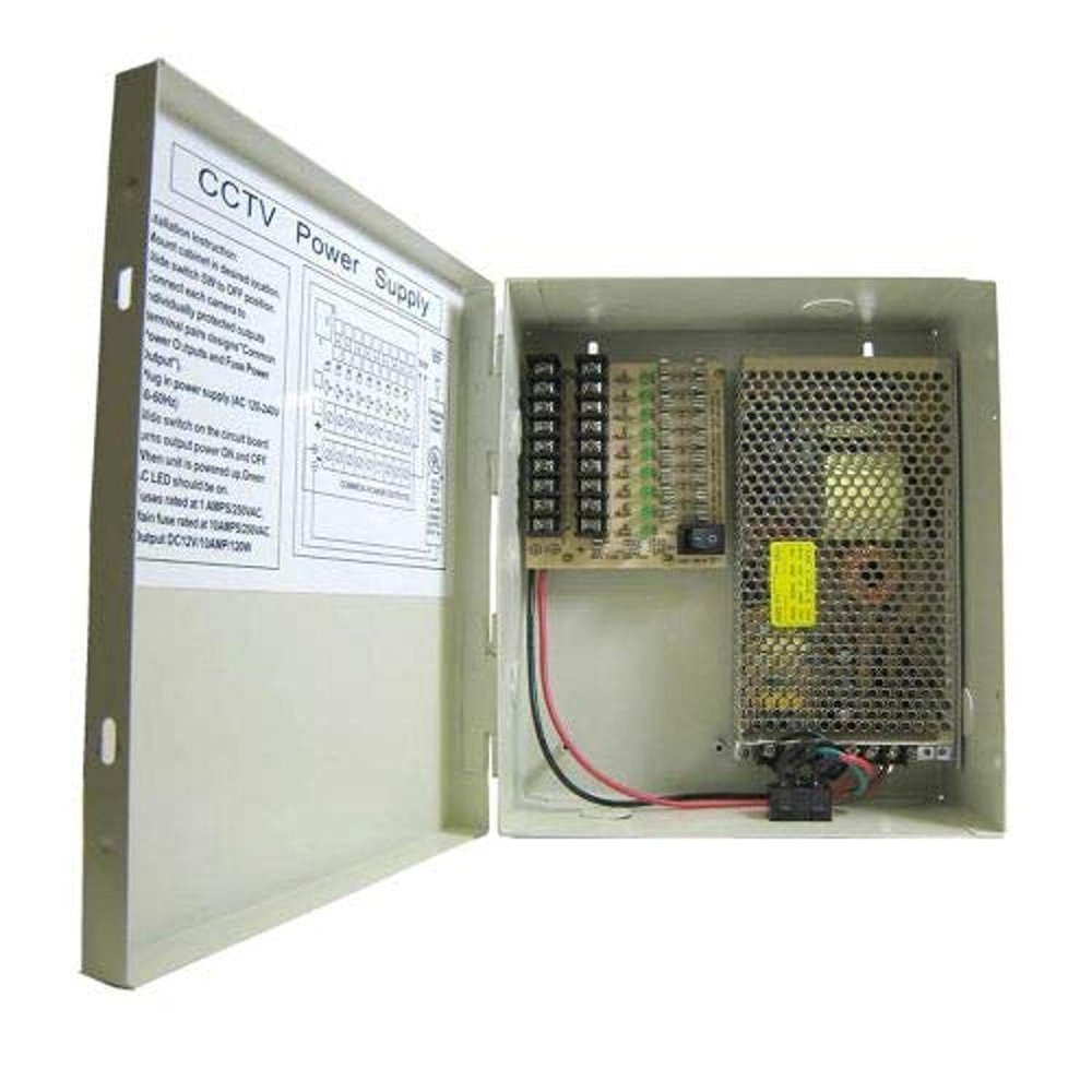 9-Port 12 Amp CCTV Power Supply Box
