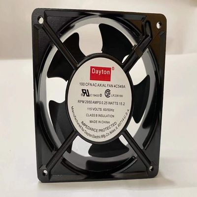 4C549A Dayton AC axial Fan, 100CFM 2950RPM 0.25A 15.2W 115V Cabinet Cooling Fan