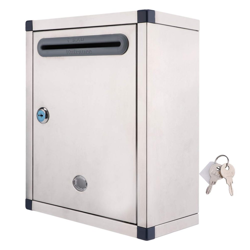 Metal Letter Box Metal Drop Box Stainless Steel Mailbox Wall Mount Locking Mailbox Office Box Wall Mountable Suggestion Box for Door Wall Mailbox 15. 35 x 10. 63 x 6. 30in